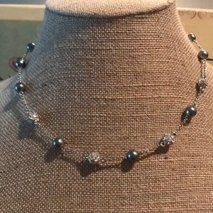 Nicole Miller Pearl and Crystal Necklace